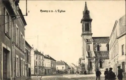 Ak Rosny sous Bois Ak Seine Saint Denis, L'Église, rue, Coiffeur