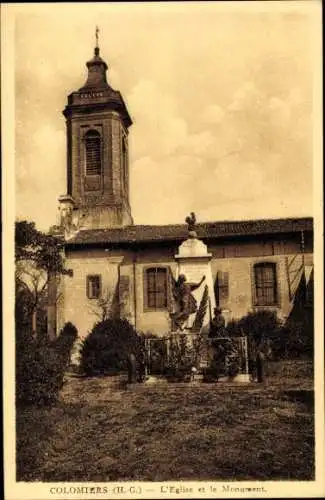Ak Colomiers Haute Garonne, Kirche und Denkmal