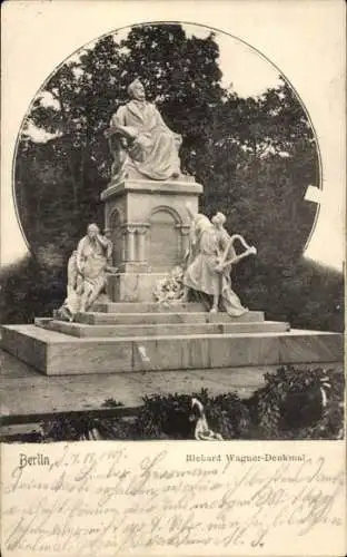 Ak Berlin Tiergarten,  Richard Wagner Denkmal