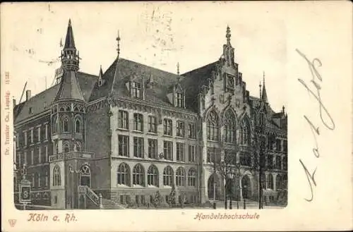 Ak Köln am Rhein, Vorderansicht der Handelschule, Architektur,  