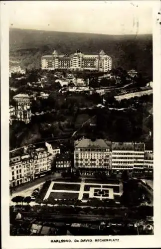 Ak Karlsbad in Baden, Luftaufnahme von  Dr. David Becherplatz,  Gebäude, Parkanlage