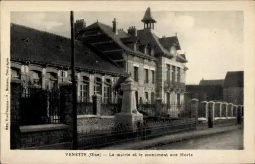 Ak Venette Oise, Historisches Gebäude, Rathaus, Monument aux Morts, Oise