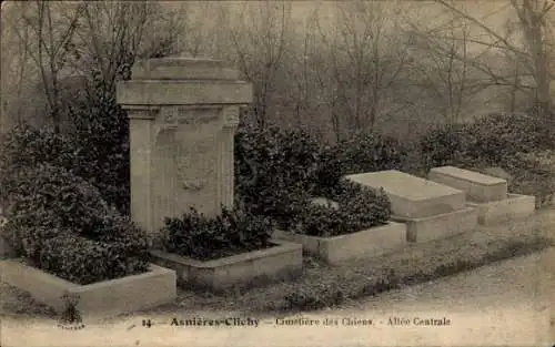 CPA Asnières Clichy-sur-Seine Hauts-de-Seine, Cimètiere des Chiens, Allée Centrale