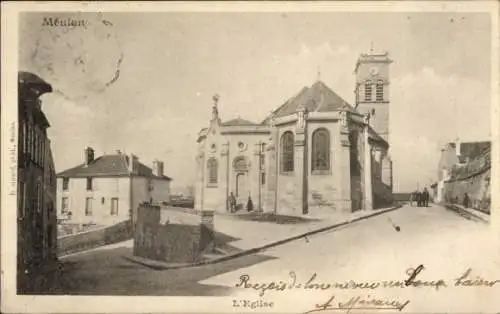 Ak Meulan en Yvelines, L'Eglise, Stadtansicht, alte Architektur, Straßenansicht