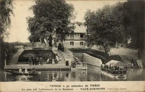 Ak Vaux sur Seine Yvelines, Venedig, Vorstadtsiedlung, Bahnhof Saint-Lazaire