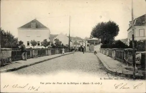 Ak Maule Yvelines, Vue prise du Pont de la Belique