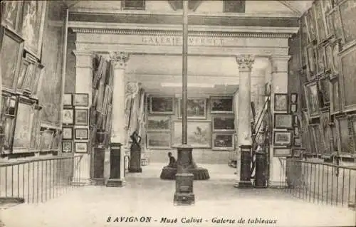 Ak Avignon Vaucluse, Galerie Vernet, Musée Calvet, Galerie de tableaux, Kunstwerke, Innenansicht