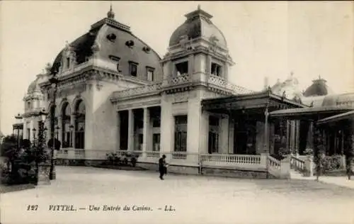Ak Vittel Lothringen Vosges, Historisches Casino, prächtige Architektur, schwarz-weiß Foto