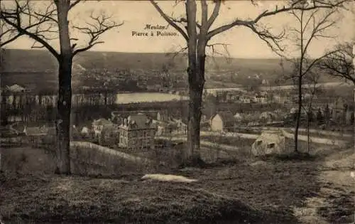 Ak Meulan en Yvelines, Stadtansicht, Häuser, Fluss, Bäume