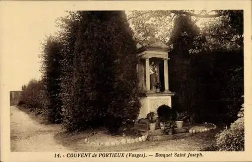 Ak Allarmont Vosges, Statuette, Bäume, Weg, Kloster, Bosquet Saint Joseph