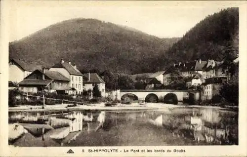 CPA Saint Hippolyte du Doubs, Le Pont et les bords