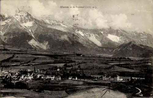 Ak Mens Isère, Berglandschaft,  2761 m, Dorf im Tal