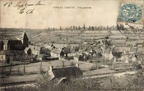 Ak Lonlay l'Abbaye Orne, Gesamtansicht