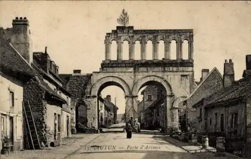 Ak Autun Saône et Loire, Porte d'Arroux