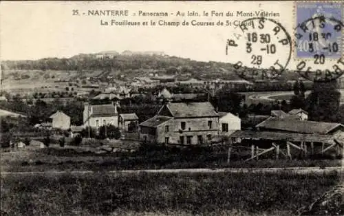 Ak Nanterre Hauts de Seine, Panorama, Fort du Mont-Valérien, La Fouilleuse, Champ de Courses de S