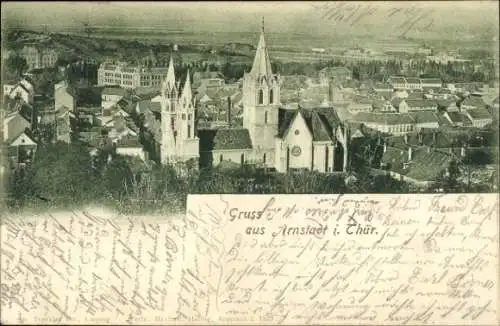 Ak Arnstadt in Thüringen, Gesamtansicht, Kirche