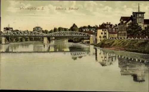 Ak Weißenfels im Burgenlandkreis, Brücke, Bahnhof, Ortschaft