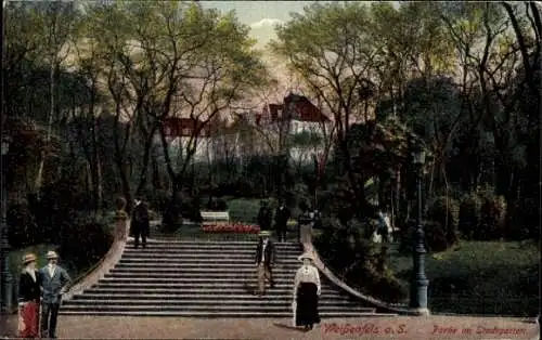 Ak Weißenfels an der Saale, Parklandschaft, Treppe, Bäume,  Gebäude