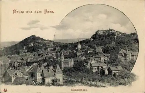 Ak Blankenburg am Harz,  Stadtansicht, Berglandschaft, r Stil