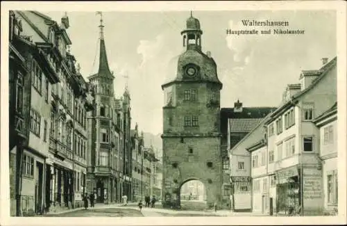 Ak Waltershausen in Thüringen, Hauptstraße und Nikolaustor