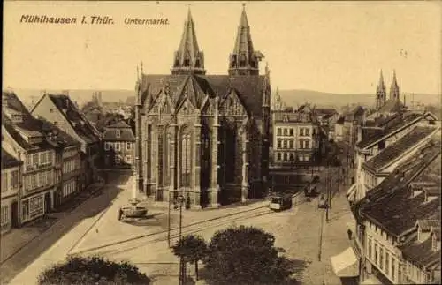 Ak Mühlhausen in Thüringen, Historisches Gebäude, Untermarkt, Architektur, Straßenansicht