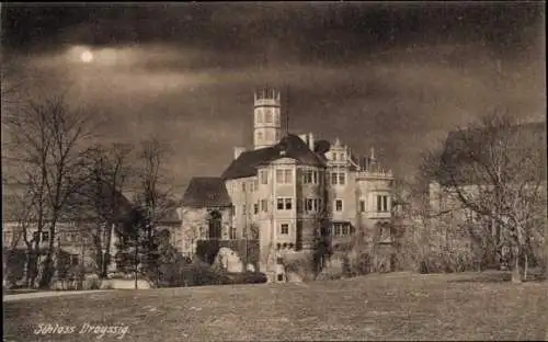 Ak Droyßig im Burgenlandkreis, Schloss im Mondschein