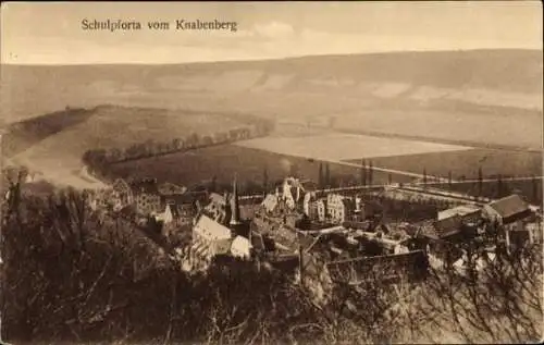 Ak Schulpforta Bad Kösen Naumburg an der Saale, Hills, village view, sepia tone, "Schulpforta vom