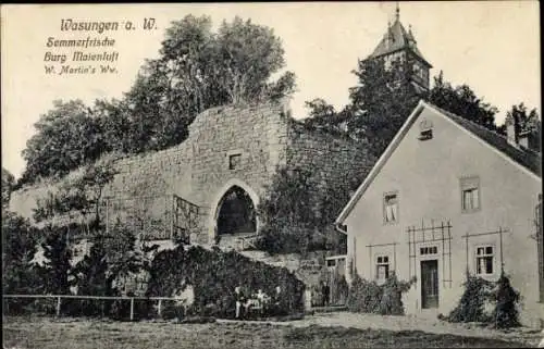 Ak Wasungen im Thüringer Wald, Burg Maienluft, Sommerfrische, W. Martin's Ww.