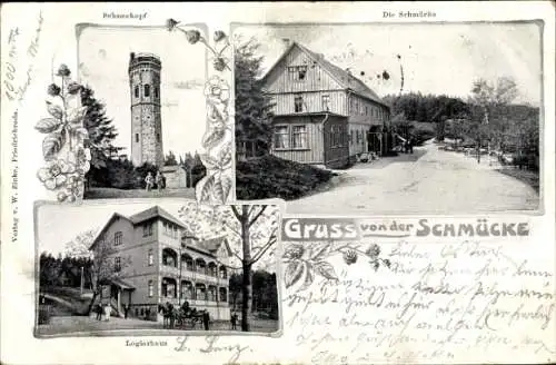 Ak Gehlberg Suhl in Thüringen, Schmücke, Schneekopf, Logierhaus, Die  Gruß von der Schmücke