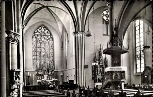 Ak Lügde im Weserbergland, Katholische Pfarrkirche, Blick zum Hochaltar, Richard Buschek