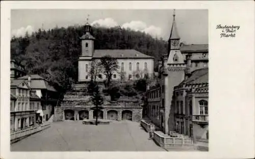 Ak Leutenberg in Thüringen, Partie am Markt, Kirche, Rathaus