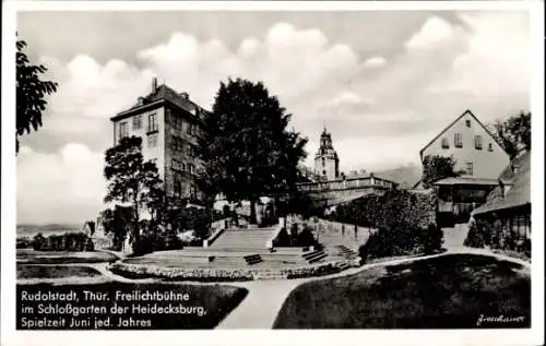 Ak Rudolstadt in Thüringen, Freilichtbühne, Schloßgarten, Heidecksburg, Spielzeit Juni