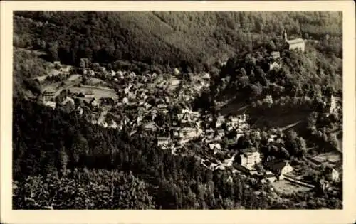 Ak Ehrenberg Altenburg in Thüringen, Luftaufnahme von Schwarzburg, Umgebung und Burg sichtbar, Sc