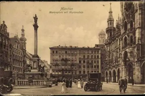 Ak München, Marienplatz, Mariensäule