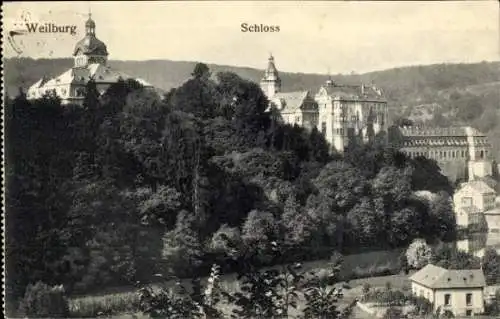 Ak Weilburg an der Lahn Hessen, Schloss, schöne Landschaft,  Architektur,  von 1913