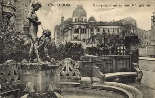 Ak Düsseldorf am Rhein, Kinderbrunnen, Königsallee