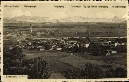 Ak Simbach am Inn Niederbayern, Salzburger Voralpen, Tennengebirge, Hagengebg., Göll-Kette, Unter
