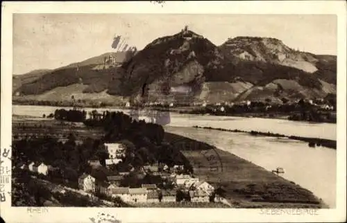 Ak Königswinter am Rhein, Schöne Landschaft, großer Berg, Fluss, Stadtansicht,  