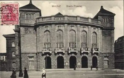 Ak Mainz am Rhein, Stadt-Theater, Architektur, klassizistischer Stil, Mainzer Architektur