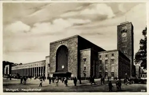 Ak Stuttgart in Württemberg, Hauptbahnhof, Straßenseite