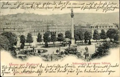 Ak Stuttgart am Neckar, Schlossplatz, neues Schloss