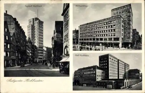 Ak Freital in Sachsen, Tagblatt Hochhaus, Mittnachtbau, Post-Hochhaus