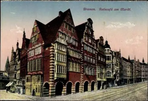 Ak Schnoor Bremen, Ratscafé, am Markt,  Architektur, schöne Gestaltung
