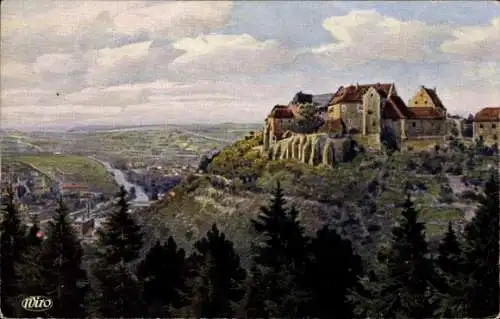 Ak Freyburg an der Unstrut, Burg auf einem Hügel, umgeben von Bäumen, Blick auf die Landschaft, H