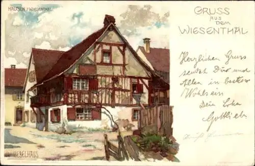 Ak Wiesenthal in Thüringen, Haus im Fachwerkstil, Gruss aus dem  handgeschriebene Grüße