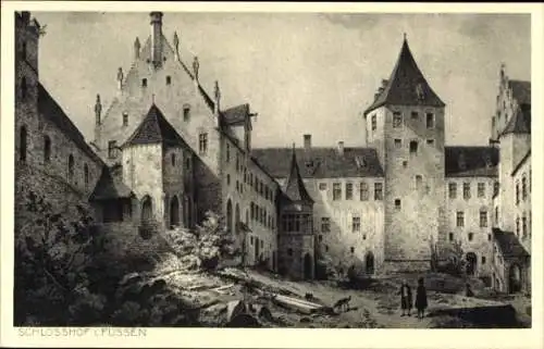 Ak Füssen im Allgäu, Schloss, Schlosshof,  Architektur