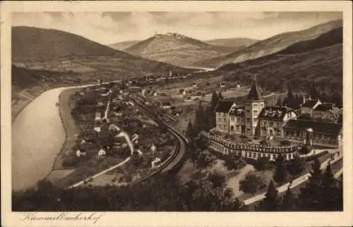Ak Neckargemünd in Baden Württemberg, Blick auf den Kümmelbacher Hof, Gleise, Fluss, Berge