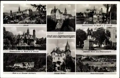 Ak Sigmaringen an der Donau, Schloss, Kloster Gorheim, Gesamtansicht, Leopold Fürst von Hohenzollern