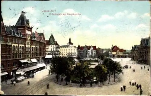 Ak Düsseldorf am Rhein, Wilhelmsplatz, Hauptbahnhof
