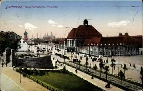 Ak Dortmund im Ruhrgebiet, Hauptbahnhof, Freistuhl, Straßenansicht,  Architektur, Menschen
